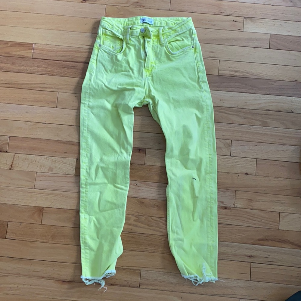 Zara highlighter green jeans
